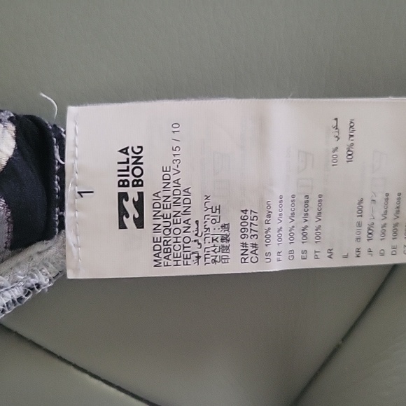 Billabong Floral Wide Leg Rayon Beach Pants Juniors Size 1 - Picture 3 of 4